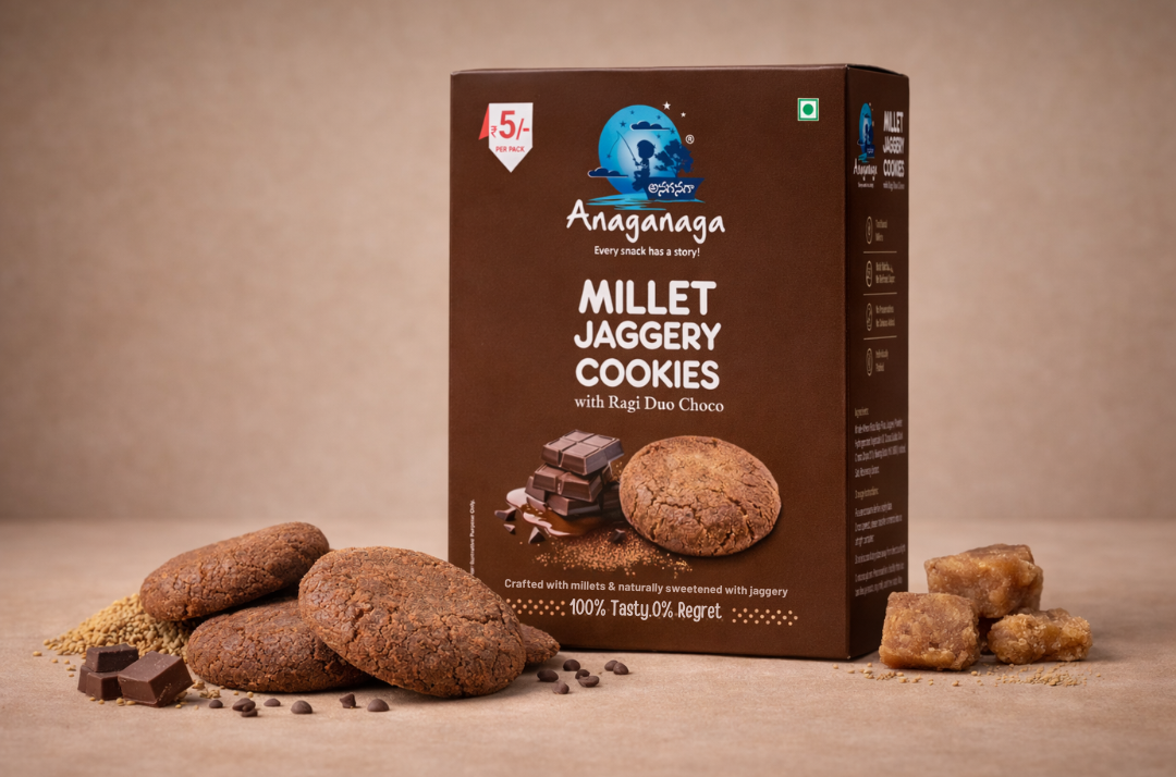 Anaganaga Millet Jaggery Cookies with Ragi Duo Choco(Pack of 50)
