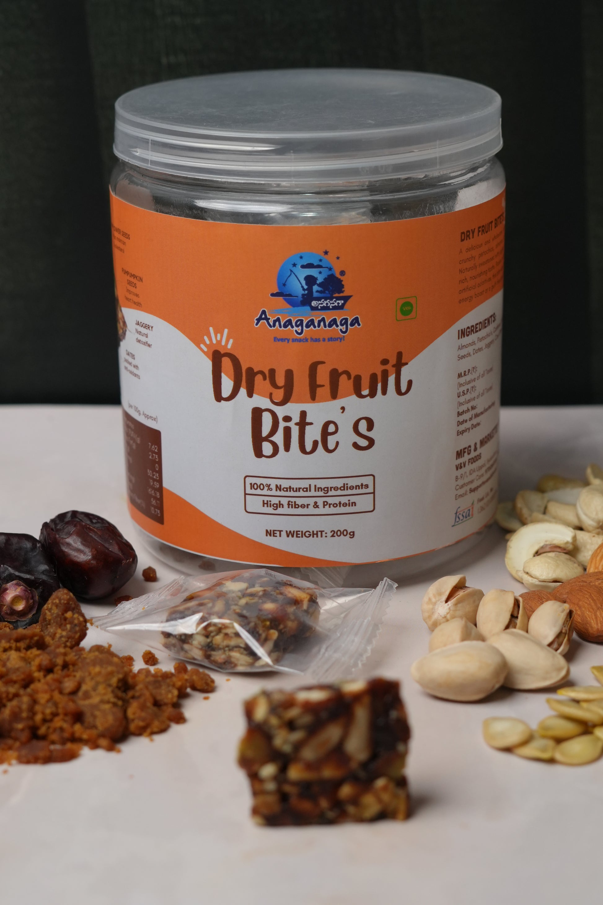 Dry Fruit Bites healthy snack - 200gms Jar