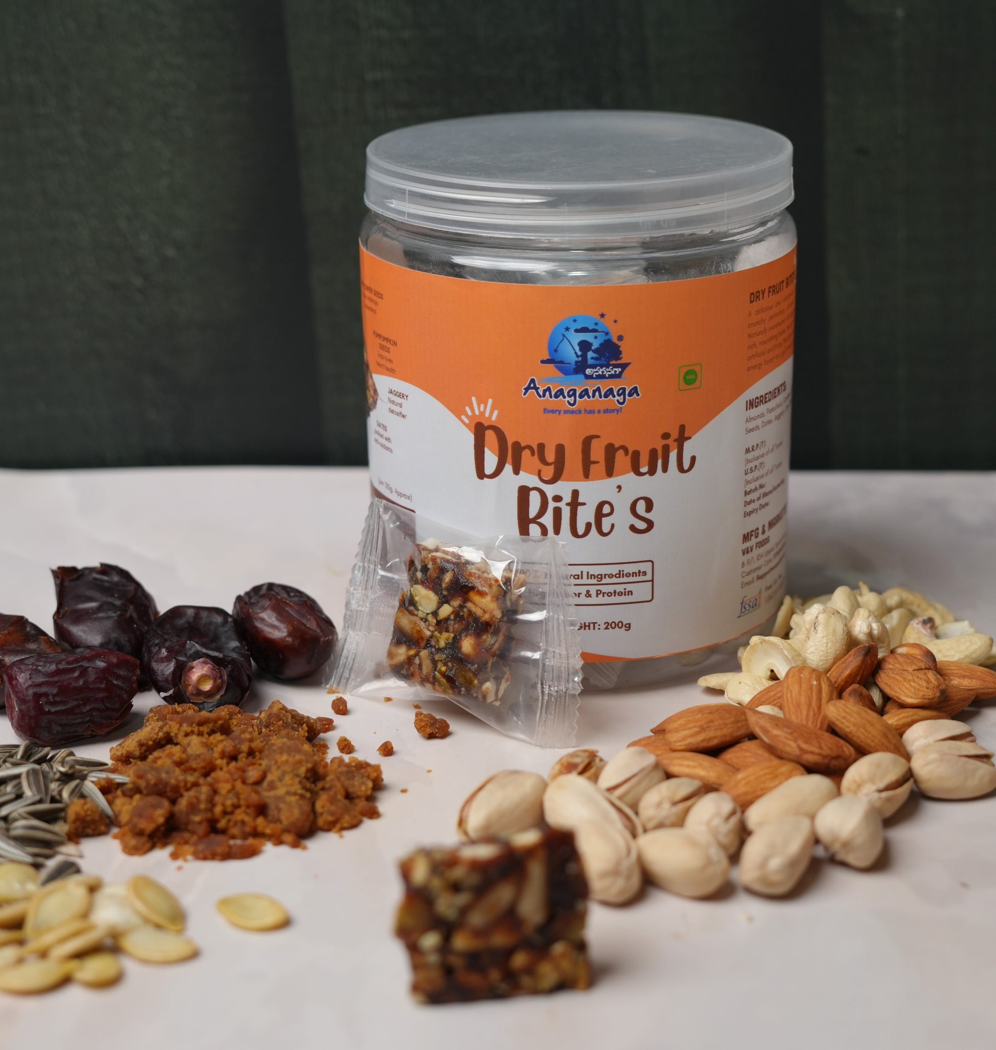 Dry Fruit Bites healthy snack - 200gms Jar