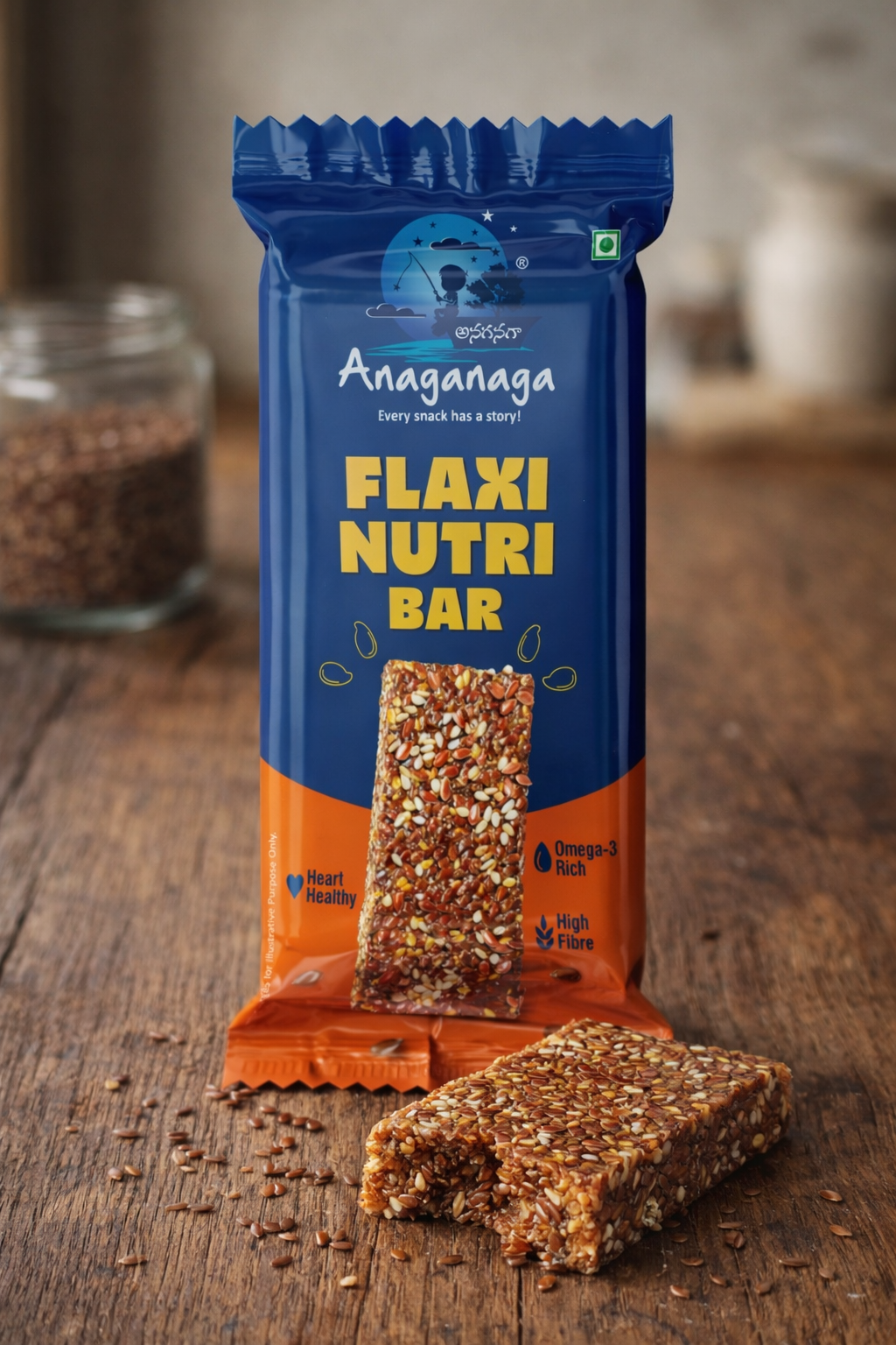 Flaxi Nutri Bar – Omega-3 Rich Flax Seed Energy Bar(Pack of 15)(330g)