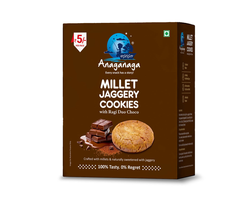Anaganaga Millet Jaggery Cookies with Ragi Duo Choco(Pack of 50)